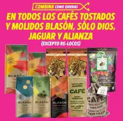 Soriana Híper En todos los cafés tostados y molidos blasón, sólo dios, jaguar y alianza oferta