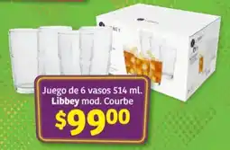 Soriana Híper Juego de 6 vasos oferta