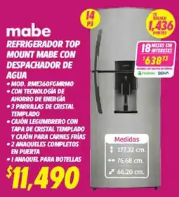 Soriana Híper Mabe refrigerador top mount oferta