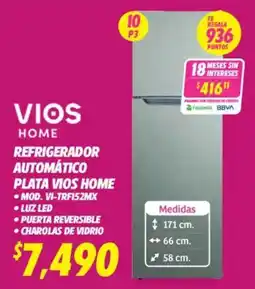 Soriana Híper Vios refrigerador automático oferta