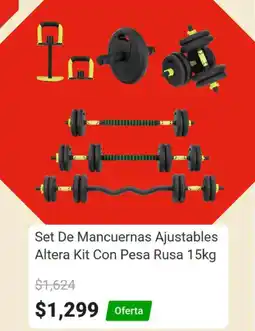 Elektra Set De Mancuernas Ajustables Altera Kit Con Pesa Rusa 15kg oferta