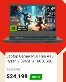 Elektra Laptop Gamer MSI Thin A15 oferta