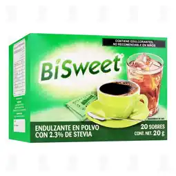 Farmacias Guadalajara Endulzante BiSweet en Polvo con Stevia, 20 gr oferta