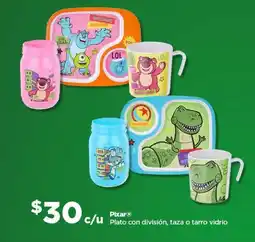 Bodega Aurrerá Pixar Plato con division, taza o taro vidrio oferta