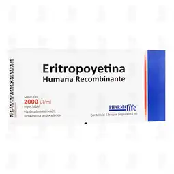 Farmacias Guadalajara Eritropoyetina Humana Recombinante 2000 UI/ml Solución Inyectable, 6 Frascos de 1 ml c/u Pharmalife oferta