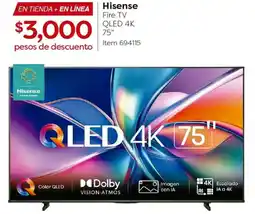 Costco Hisense fire tv qled 4k 75" oferta