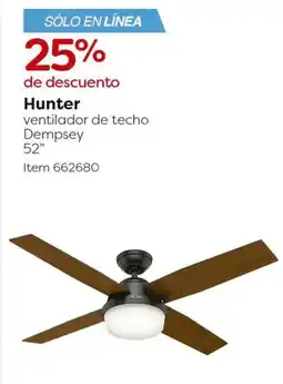 Costco Hunter ventilador de techo dempsey 52" oferta