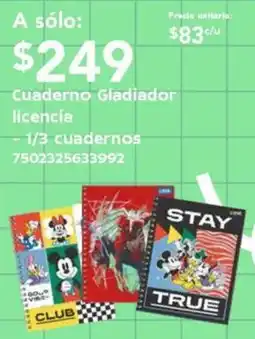 City Club Cuaderno Gladiador licencia oferta