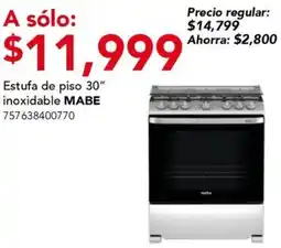 City Club Mabe estufa de piso 30" inoxidable oferta