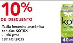 City Club KOTEX Toalla femenina anatómica con alas oferta