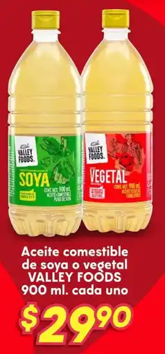 Soriana Híper Valley foods aceite comestible de soya o vegetal oferta