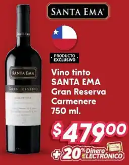 Soriana Híper Santa ema vino tinto gran reserva carmenere oferta
