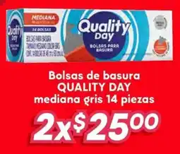 Soriana Híper Quality day bolsas de basura mediana gris oferta