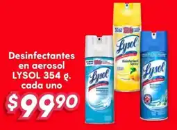 Soriana Híper Lysol desinfectantes en aerosol oferta