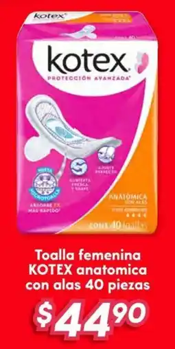 Soriana Híper Kotex toalla femenina anatomica con alas oferta