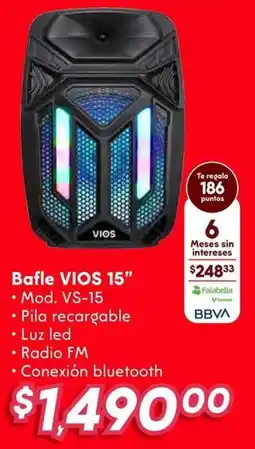 Soriana Híper Vios bafle 15" oferta
