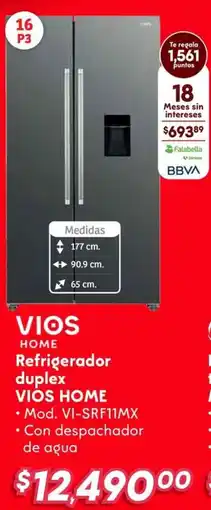 Soriana Híper Vios home refrigerador duplex oferta
