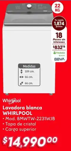 Soriana Híper Whirlpool lavadora blanca oferta