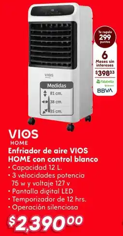 Soriana Híper Vios home enfriador de aire vios home con control blanco oferta
