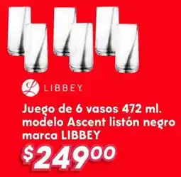 Soriana Híper Libbey juego de 6 vasos oferta
