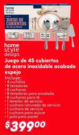Soriana Híper Home style design juego de 45 cubiertos de acero inoxidable acabado espejo oferta