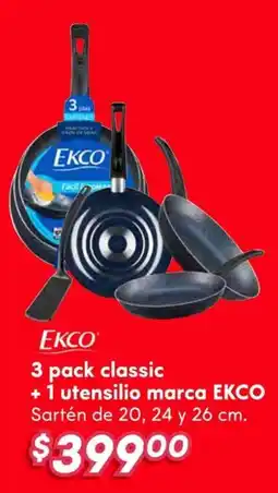 Soriana Híper Ekco 3 pack classic + 1 utensilio oferta