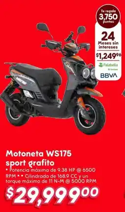 Soriana Híper Motoneta WS175 sport grafito oferta