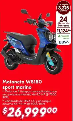 Soriana Híper Motoneta ws150 sport marino oferta