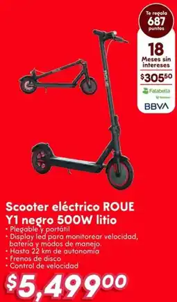 Soriana Híper Scooter eléctrico roue y1 negro oferta