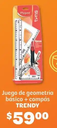 Soriana Híper Trendy juego de geometría básico + compás oferta