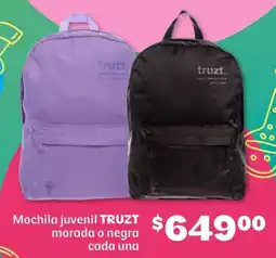 Soriana Híper Truzt mochila juvenil morada o negra cada una oferta