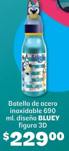 Soriana Híper Bluey botella de acero inoxidable oferta