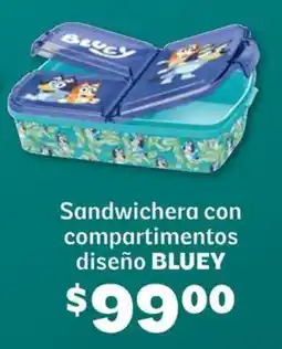 Soriana Híper Bluey sandwichera con compartimentos diseño oferta