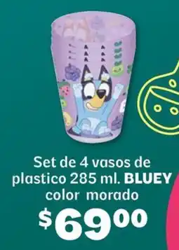 Soriana Híper Bluey set de 4 vasos de plastico oferta