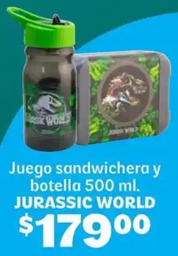 Soriana Híper Jurassic world juego sandwichera y botella oferta