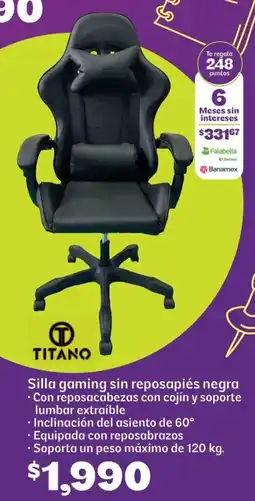 Soriana Híper Titano silla gaming sin reposapiés negra oferta