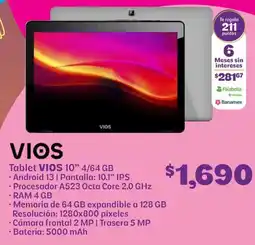 Soriana Híper Vios tablet 10" oferta