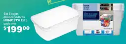 Soriana Híper Home style set 5 cajas almacenadoras oferta