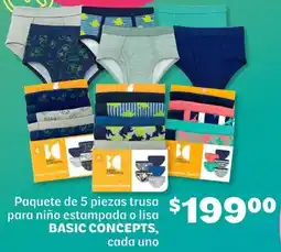 Soriana Híper Basic concepts paquete de 5 piezas trusa para niño estampada o lisa oferta