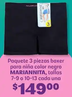 Soriana Híper Mariannita paquete 3 piezas boxer para niña color negro oferta