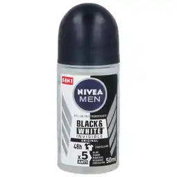 Farmacias YZA NIVEA MEN Desodorante Antimanchas, Black & White Invisible Power roll on 50 ml oferta