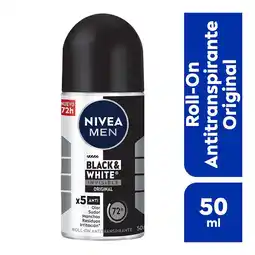 Farmacias YZA NIVEA MEN Desodorante Antimanchas, Black & White Invisible Power roll on 50 ml oferta