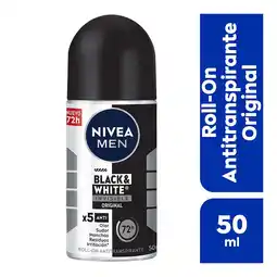 Farmacias YZA NIVEA MEN Desodorante Antimanchas, Black & White Invisible Power roll on 50 ml oferta