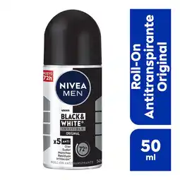 Farmacias YZA NIVEA MEN Desodorante Antimanchas, Black & White Invisible Power roll on 50 ml oferta