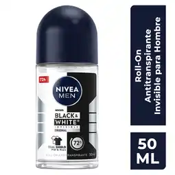 Farmacias YZA NIVEA MEN Desodorante Antimanchas, Black & White Invisible Power roll on 50 ml oferta