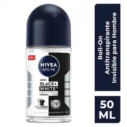Farmacias YZA NIVEA MEN Desodorante Antimanchas, Black & White Invisible Power roll on 50 ml oferta