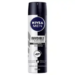 Farmacias YZA NIVEA MEN Desodorante Antimanchas, Black & White Invisible Power spray 150 ml oferta