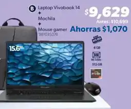 Sam's Club ASUS Vivobook 14 + Mochila + Mouse Gamer oferta