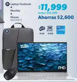 Sam's Club ASUS Vivobook + Mochila + Mouse oferta