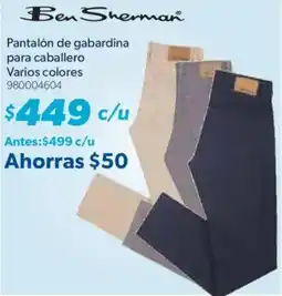 Sam's Club Ben Sherman pantalón de gabardine para caballero oferta